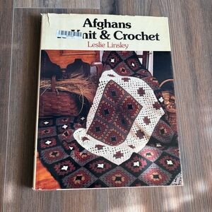 Vintage “Afghans to Knit & Crochet” DIY Hobby Crafting Knitting Hardcover Book